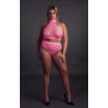 Ouch! Glow Ensemble Bustier et Culotte Filet Rose Fluo